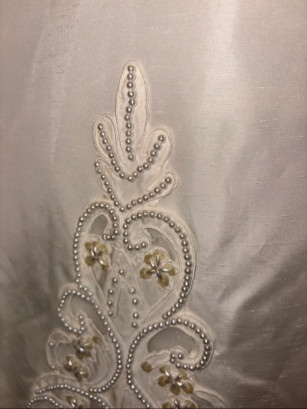 1980s Vintage Ivory Long-Sleeve Wedding Dress Size 8/10 Medium Pearl & Sequin - Picture 14 of 17